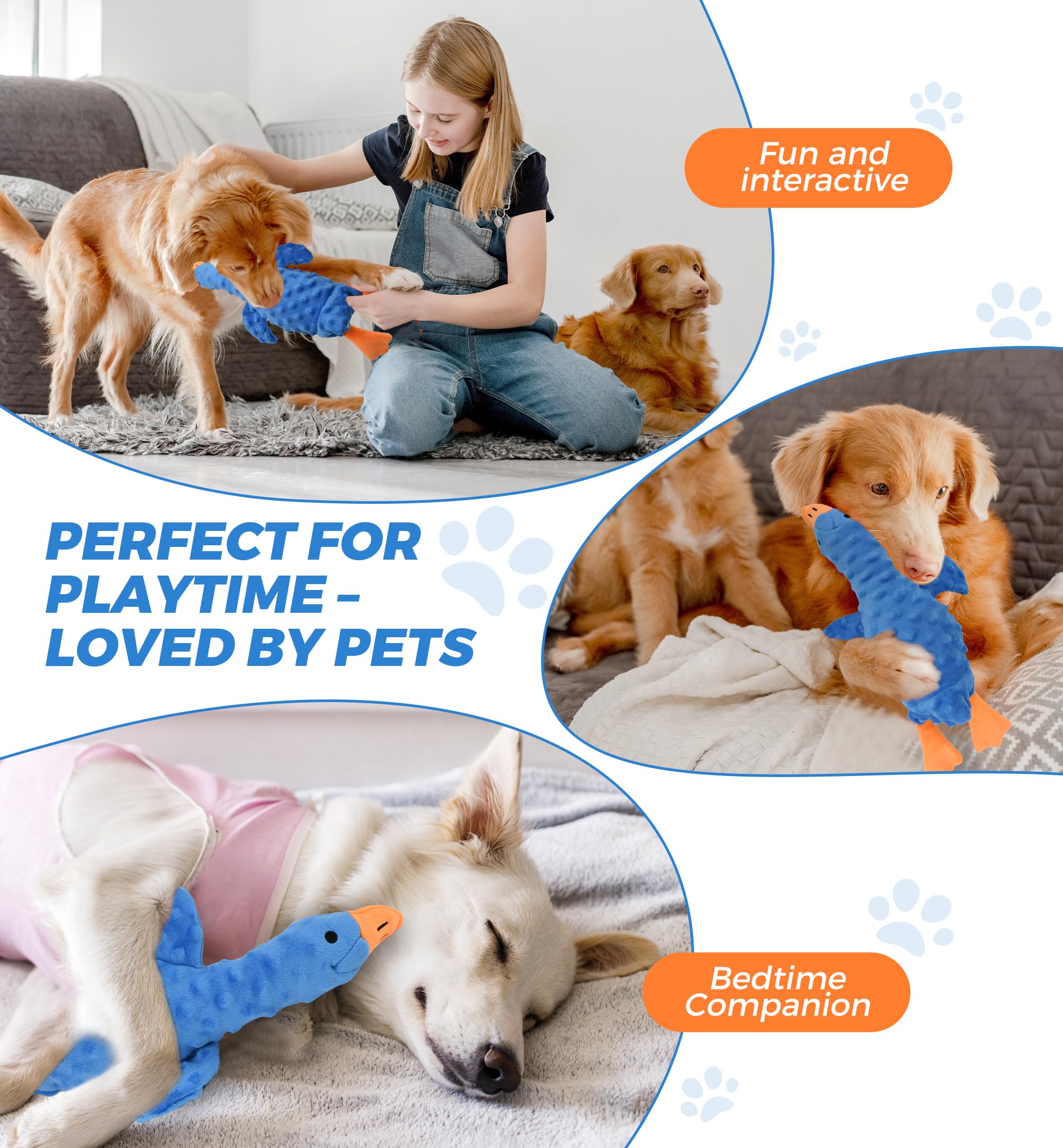 IPTPAS goose dog toy blue-color provides high visibility for outdoor play and cuddling.