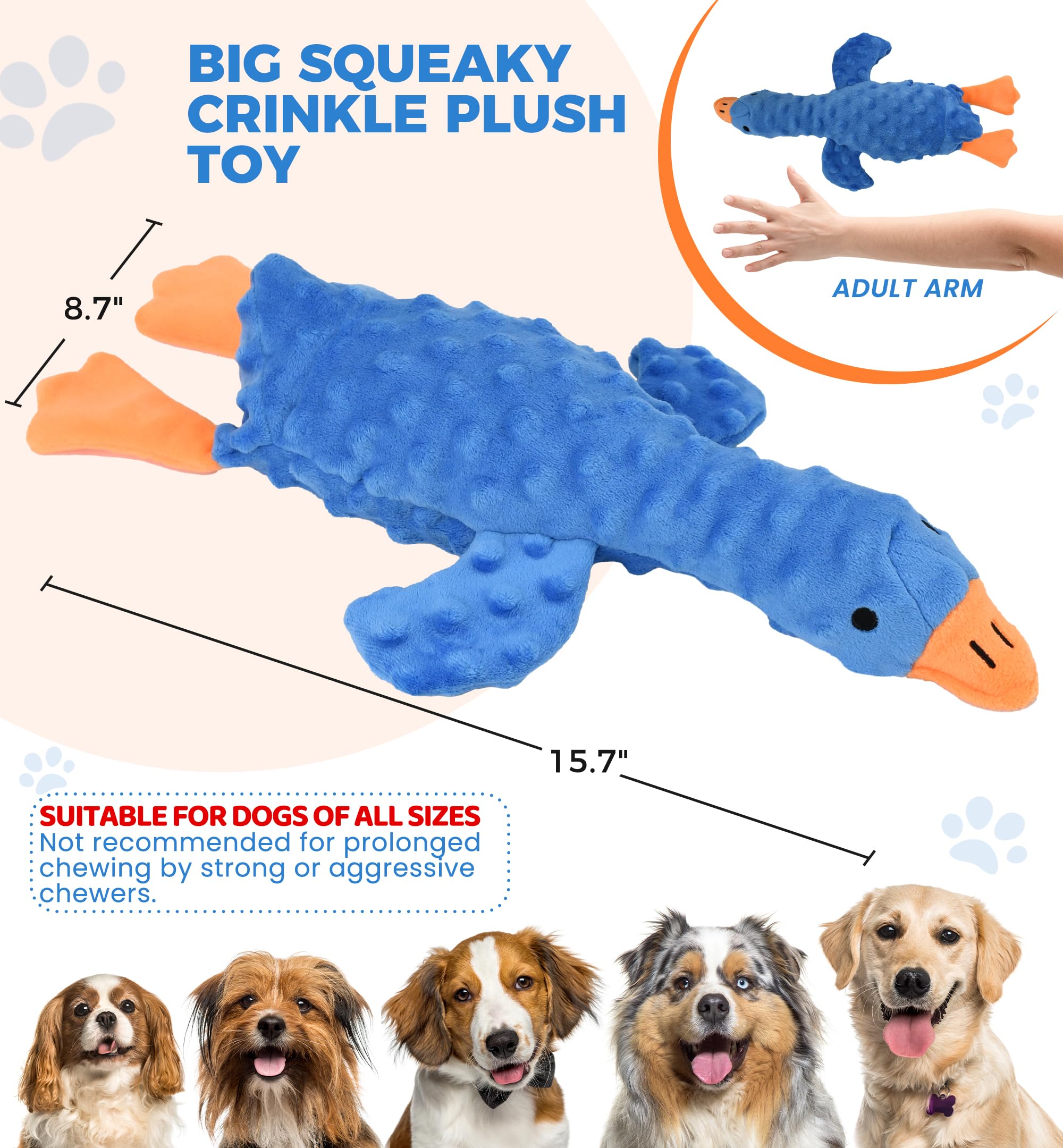 IPTPAS goose dog toy size shows versatile length suitable for all breeds.