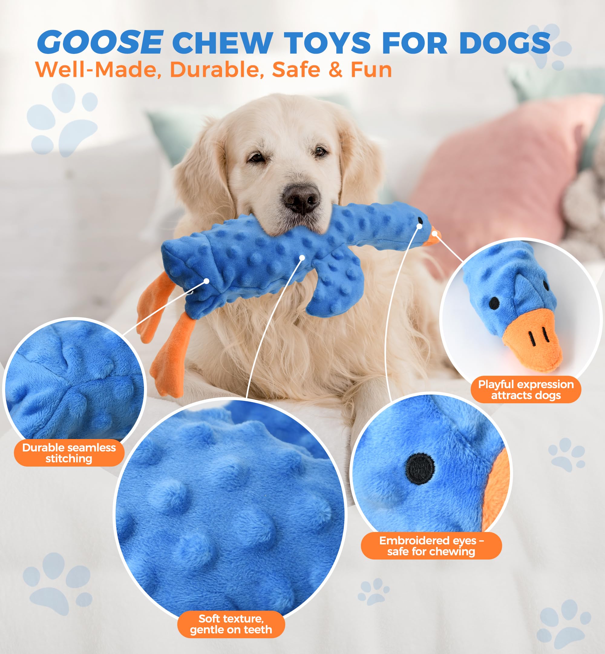 IPTPAS goose dog toy treat-pocket enables foraging and problem-solving during fun sessions.