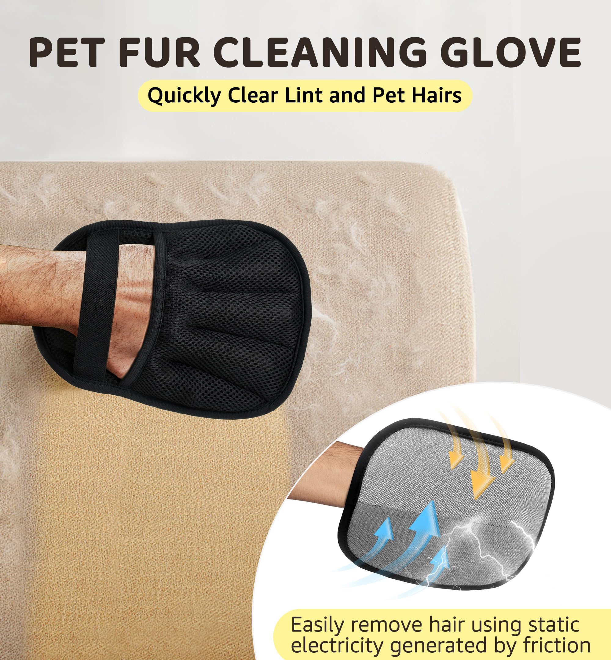 IPTPAS Pet Hair Remover Glove car seat use demonstrates quick fur removal on seats