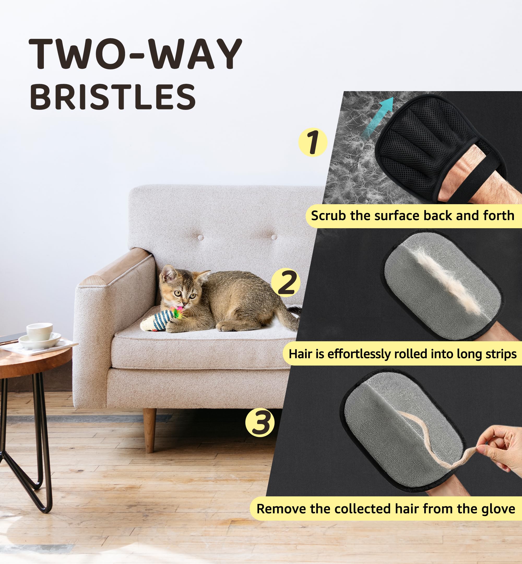 IPTPAS Pet Hair Remover Glove fabric cleaning highlights gentle hair removal on clothes