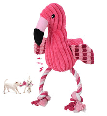 IPTPAS Squeaky Dog Toy Flamingo-Red front view boosts playtime and engagement