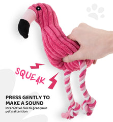 IPTPAS Squeaky Dog Toy Flamingo-Red textured surface for gentle teeth cleaning