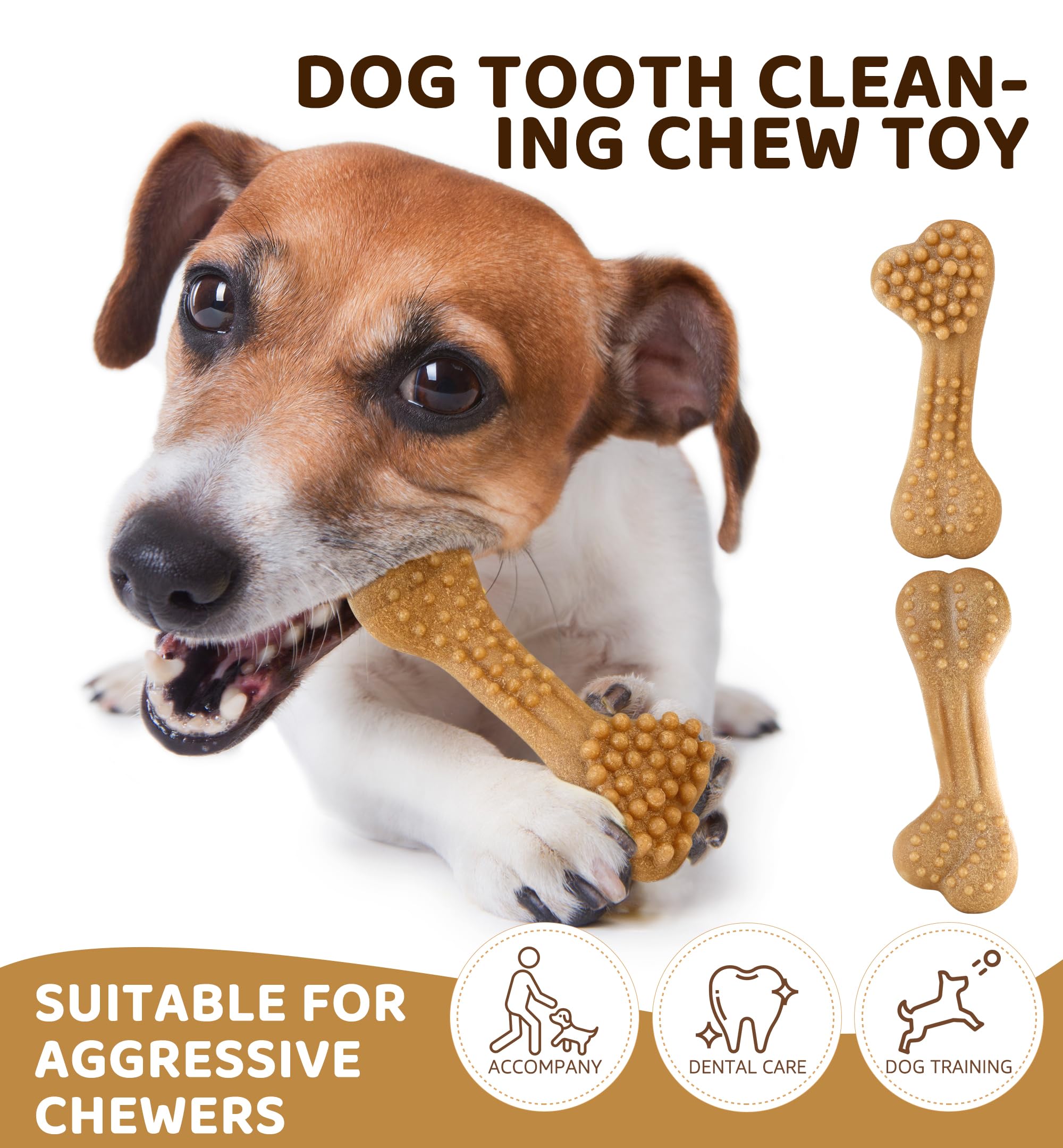 IPTPAS tough textured dental toy features surface that helps clean teeth.
