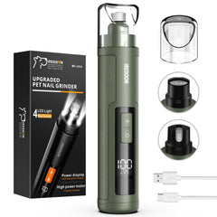 IREDOON dog nail grinder with LED display shows battery and speed for safe grooming