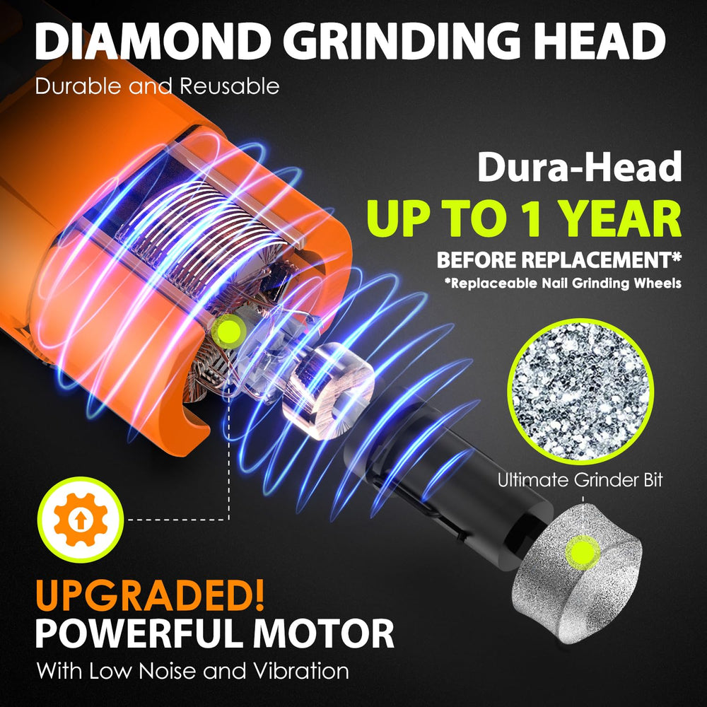 IREDOON dog nail grinder orange top with four LED lights helps locate vessels