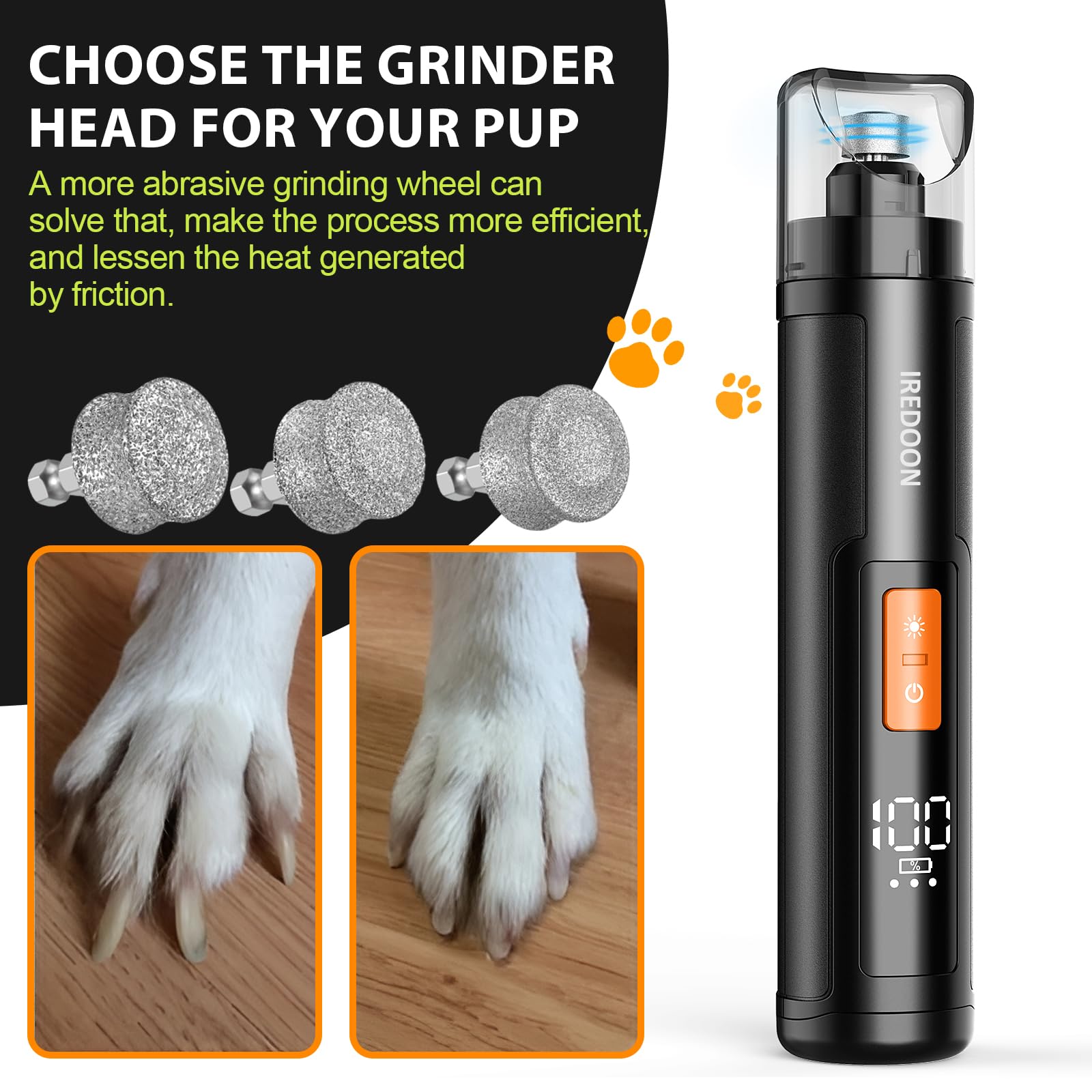 IREDOON easy replacement process for quick head changes between pets.