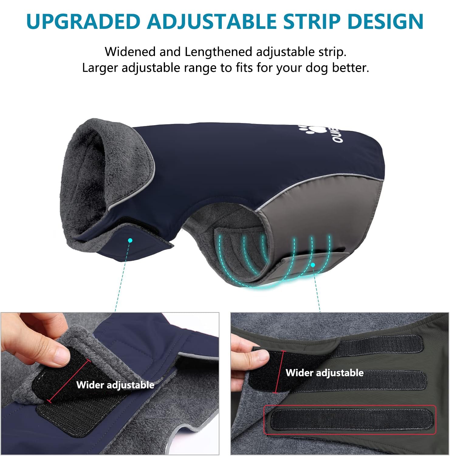 IREENUO dog raincoat fleece-lined interior adds warmth for cold walks