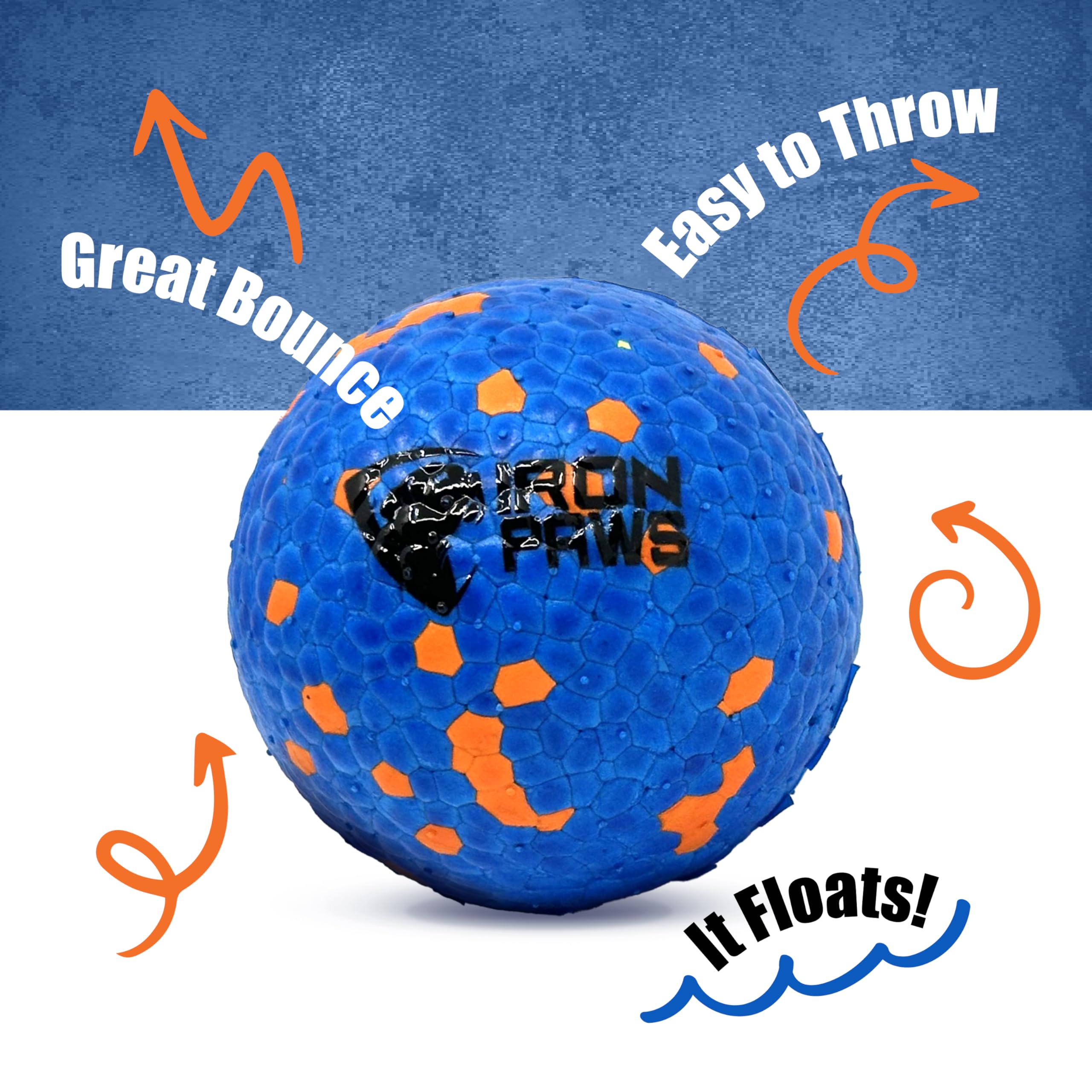 Iron Paws indestructible dog ball blue floating for water play