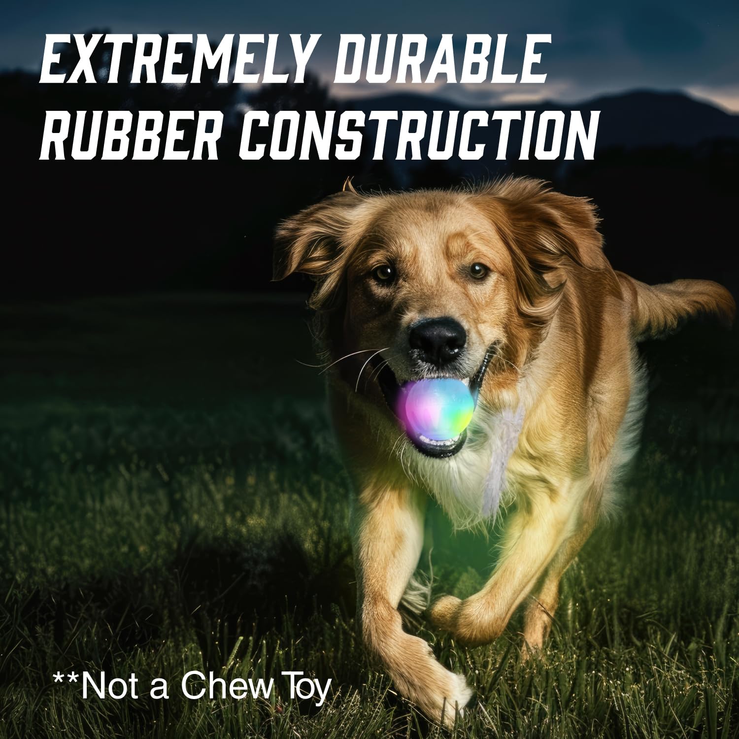 Iron Paws light-up ball arrives with batteries pre-installed for instant use.