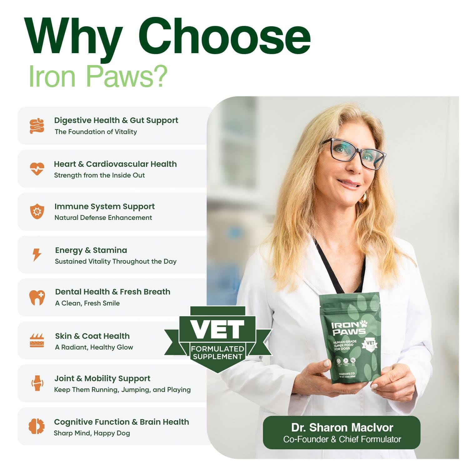 Iron Paws made-in-usa label emphasizes USA-made, human-grade ingredients