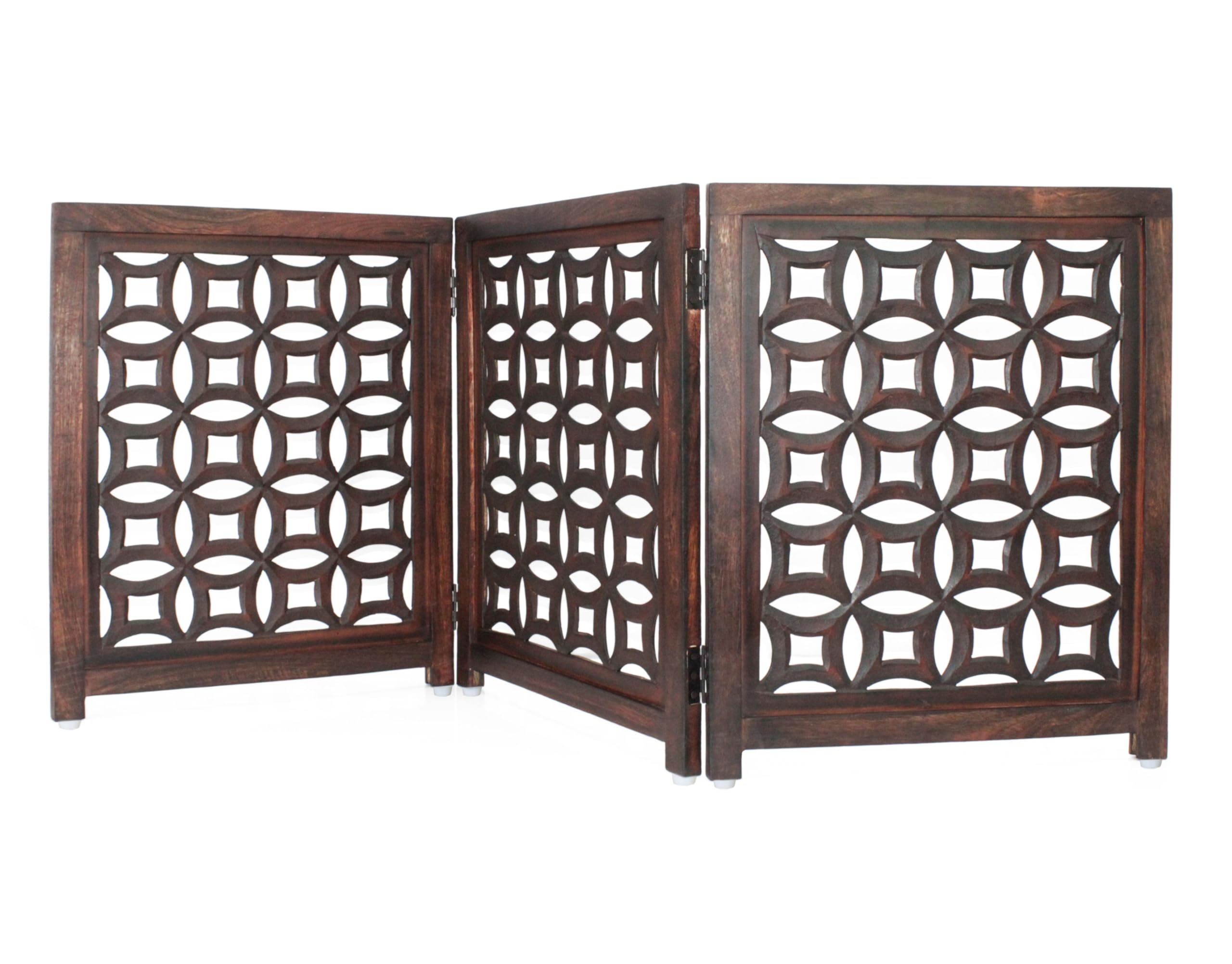 IRONGATE wooden foldable gate front view shows three-panel design for wide access control