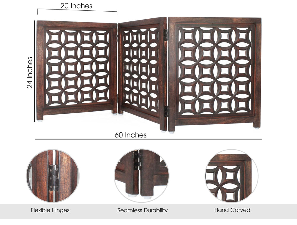 IRONGATE wooden foldable gate antique brown finish enhances decor while containing pets