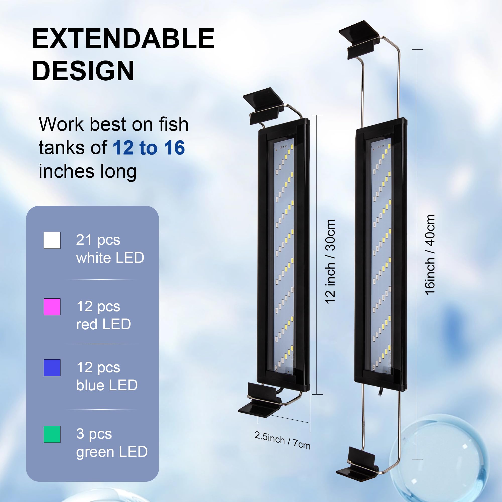 IRQWY LED Aquarium Light Full Spectrum displays vivid colors to reduce visual fatigue and enhance viewing