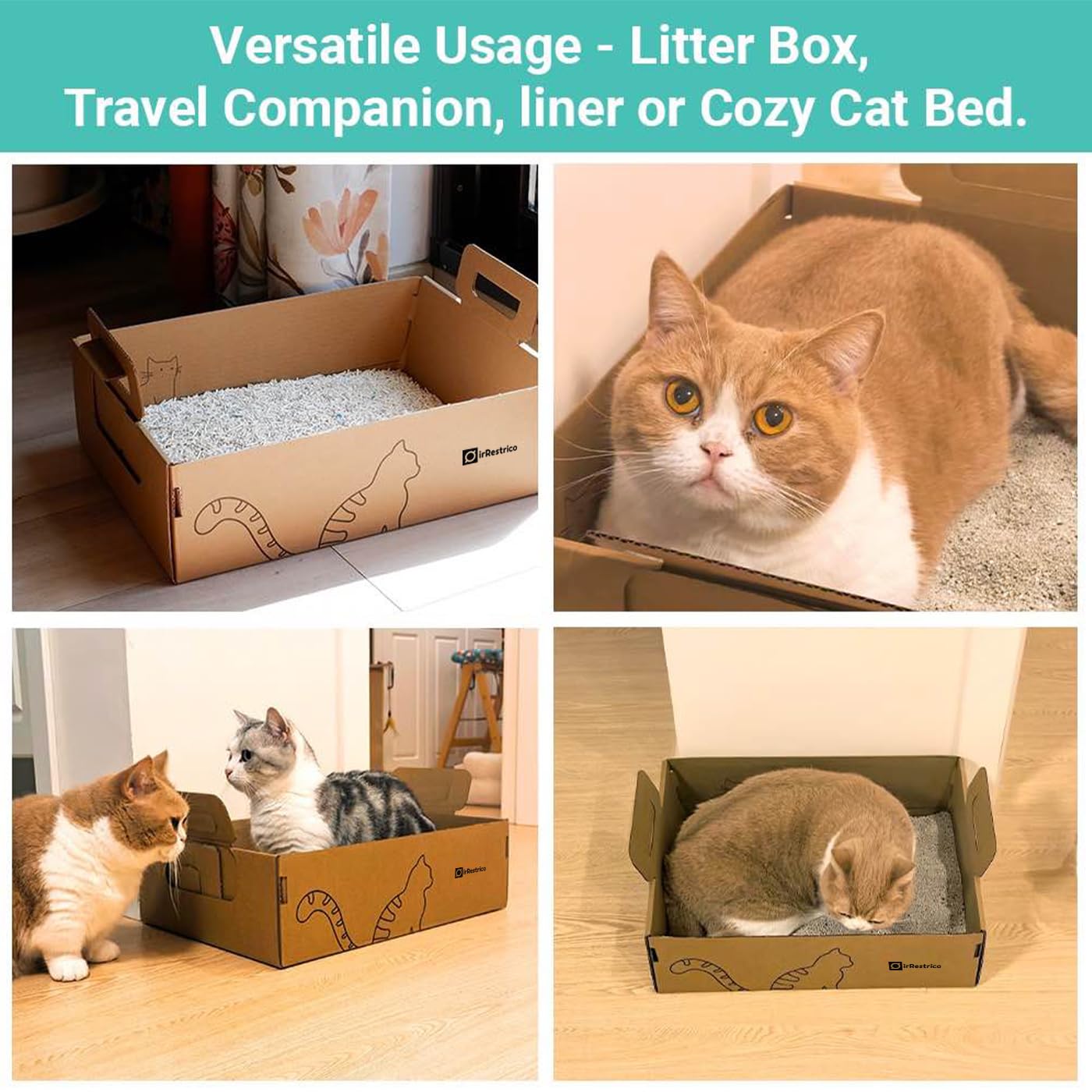 IRRESTRICO large disposable litter box hygienic setup for easy cleanup