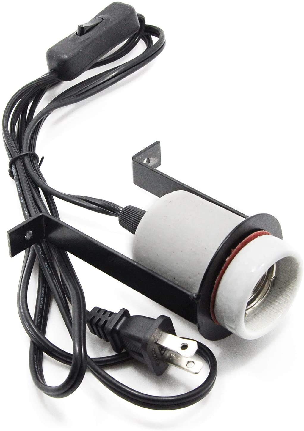 iRuiZhe reptile ceramic heat lamp holder side view highlights sturdy mounting for safe terrarium heat.