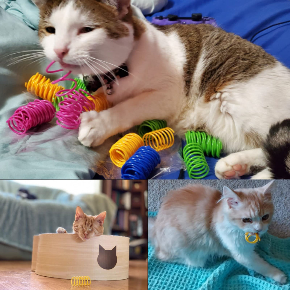ISMARTEN cat spring toy bouncy motion entertains with unpredictable hops.