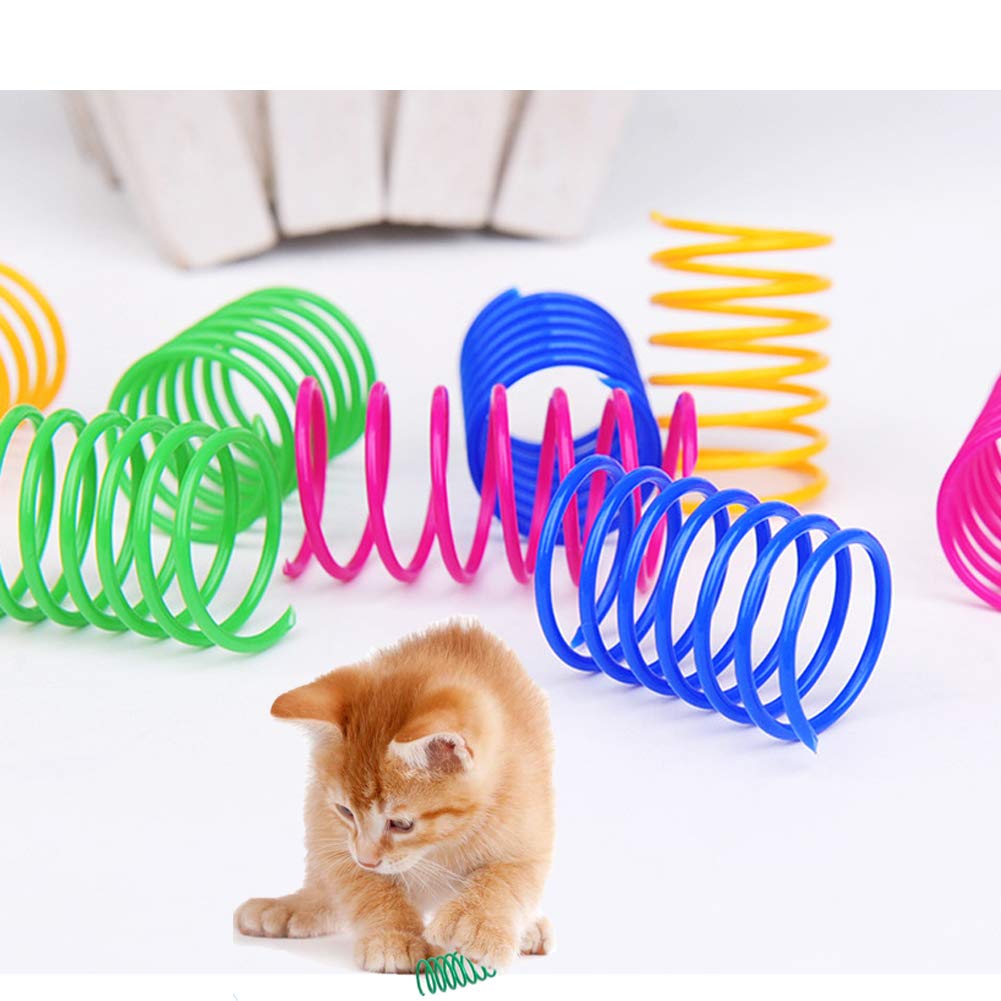 ISMARTEN Cat Spring Toy durable plastic resists rough play and keeps sessions going.