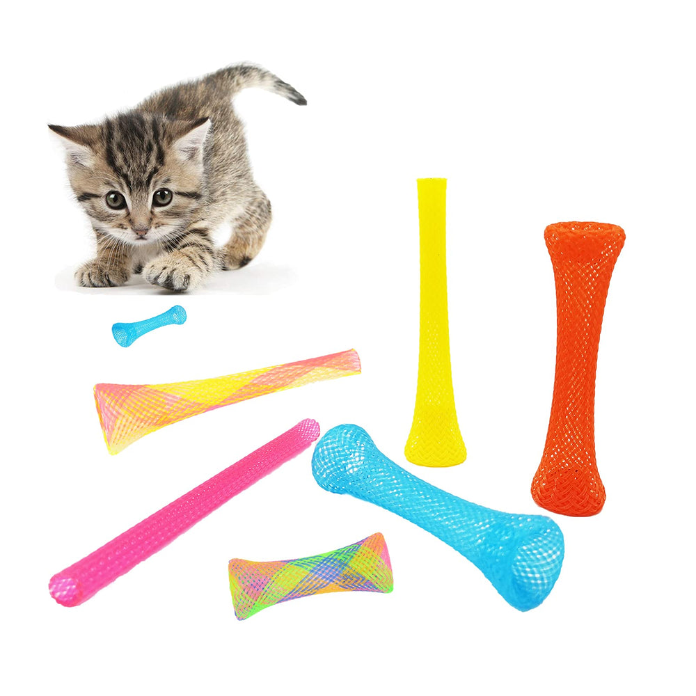 ISMARTEN cats enjoying spring toys demonstrates swat-and-chase engagement.
