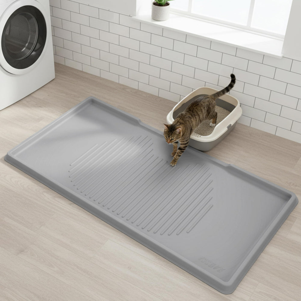 ISSEVE cat litter mat raised edge close-up for leak defense