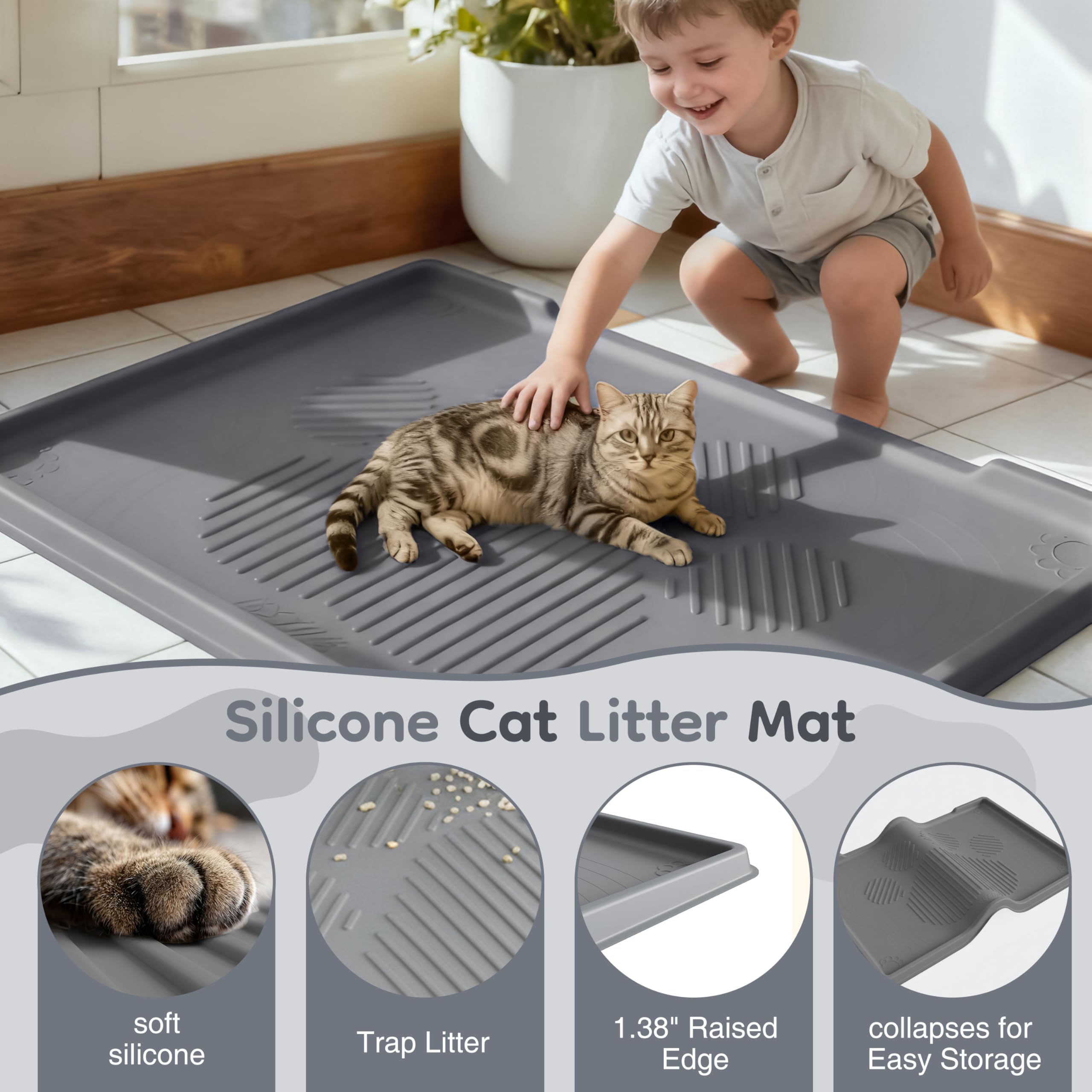 ISSEVE mat helps protect floors by containing litter and moisture