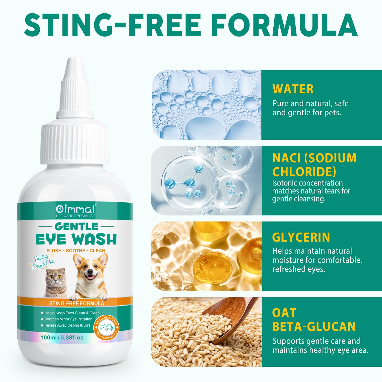 ISUNRISE dog eye-care drops close-up illustrating easy application during daily care.
