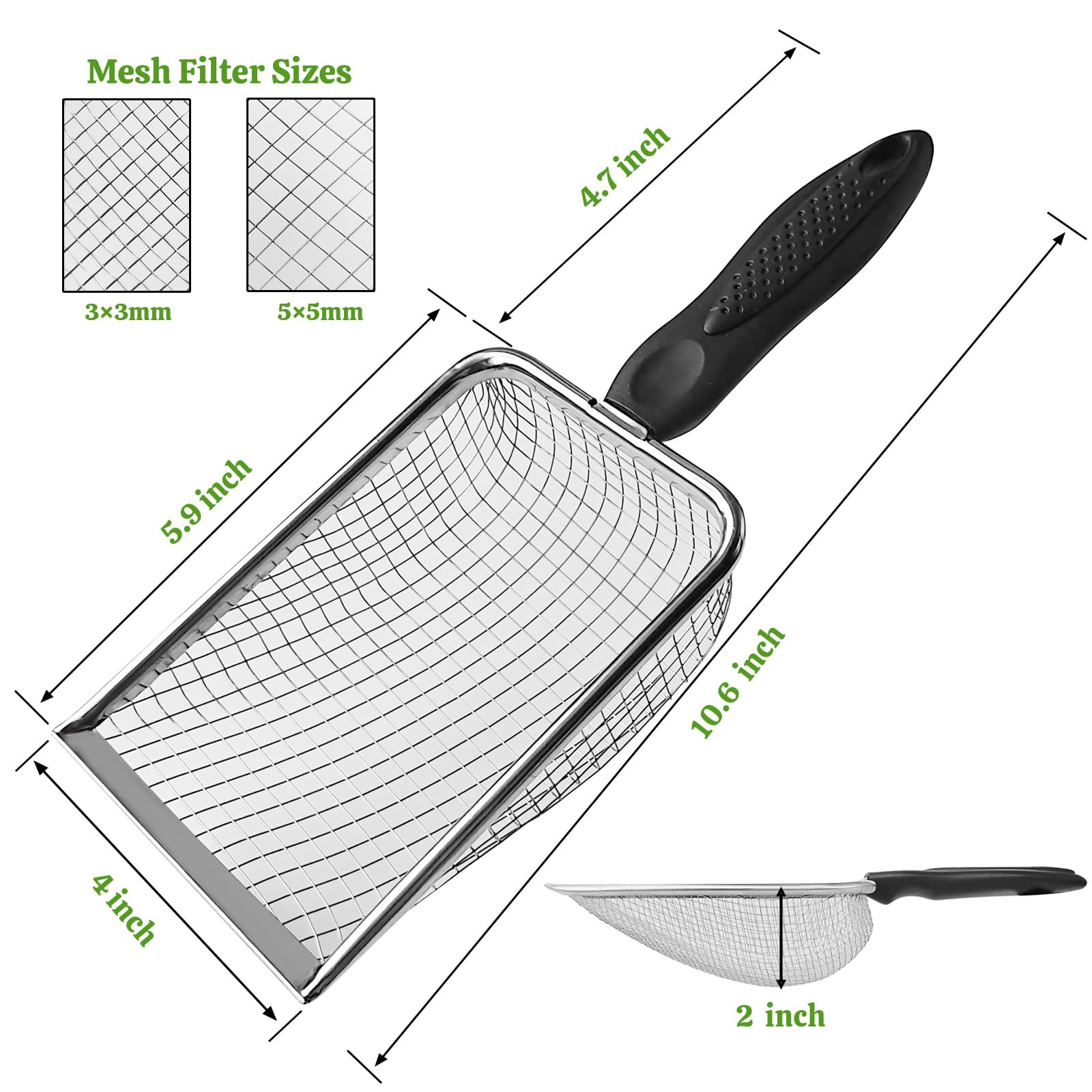 ISYOKE cat litter scoop metal mesh 2pcs — dual mesh sizes 3mm and 5mm.