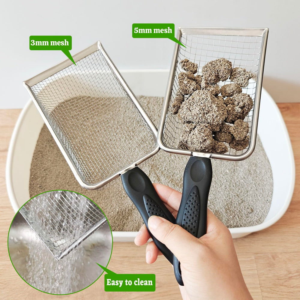 ISYOKE cat litter scoop metal mesh 2pcs — easy to clean and rinse.
