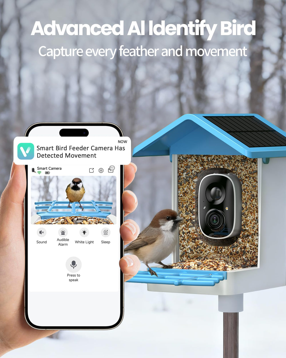 isyoung smart bird feeder camera side view for easy outdoor placement and monitoring