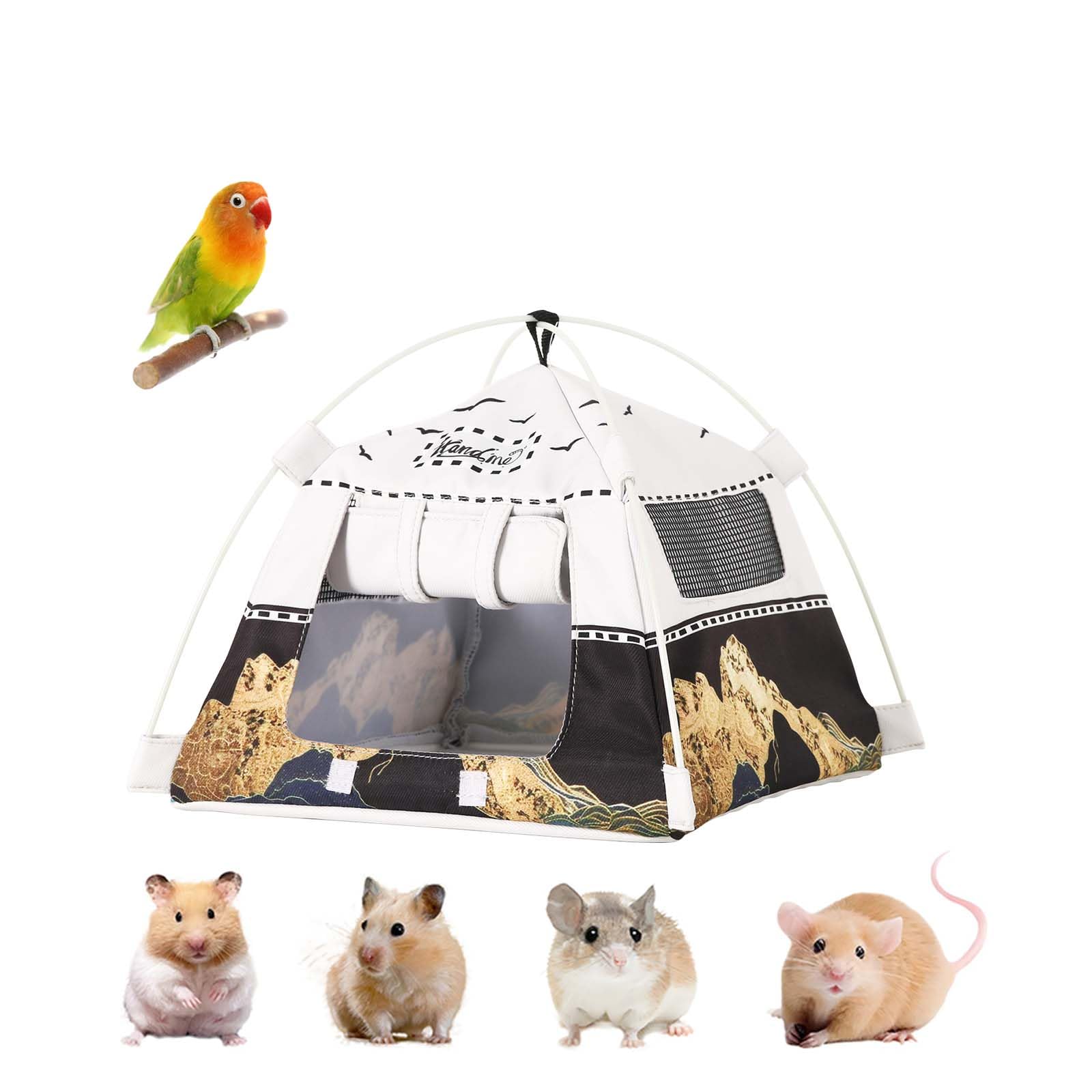 ITANDME hamster camping tent hideout setup shows compact, inviting shelter for small pets.