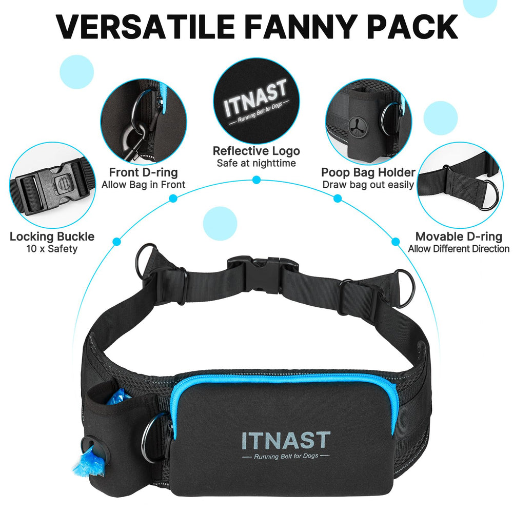 ITNAST detachable-bungee-lines enables quick switch between hands-free and standard leash modes