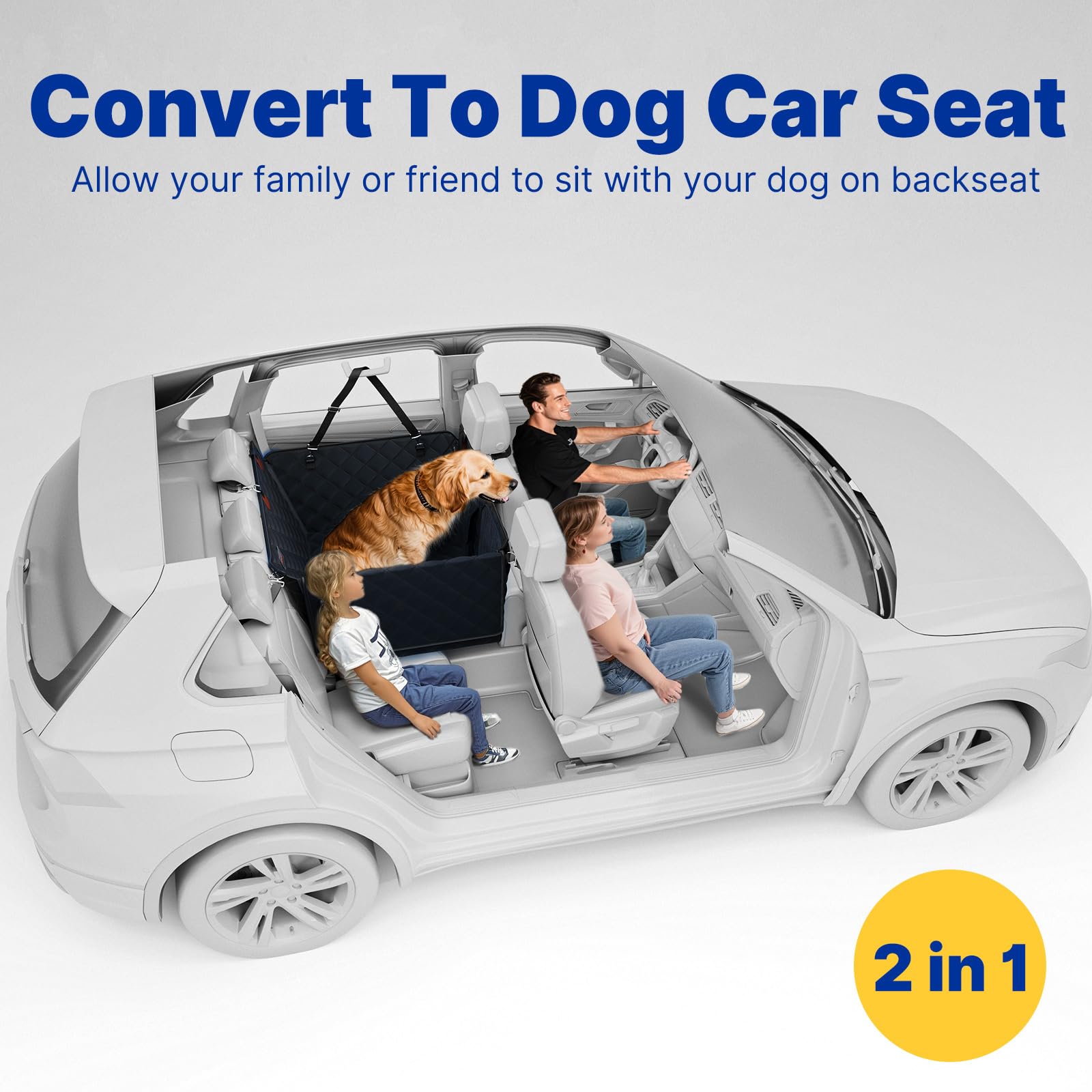 ITNAST back seat travel setup keeps dog safely contained during trips.