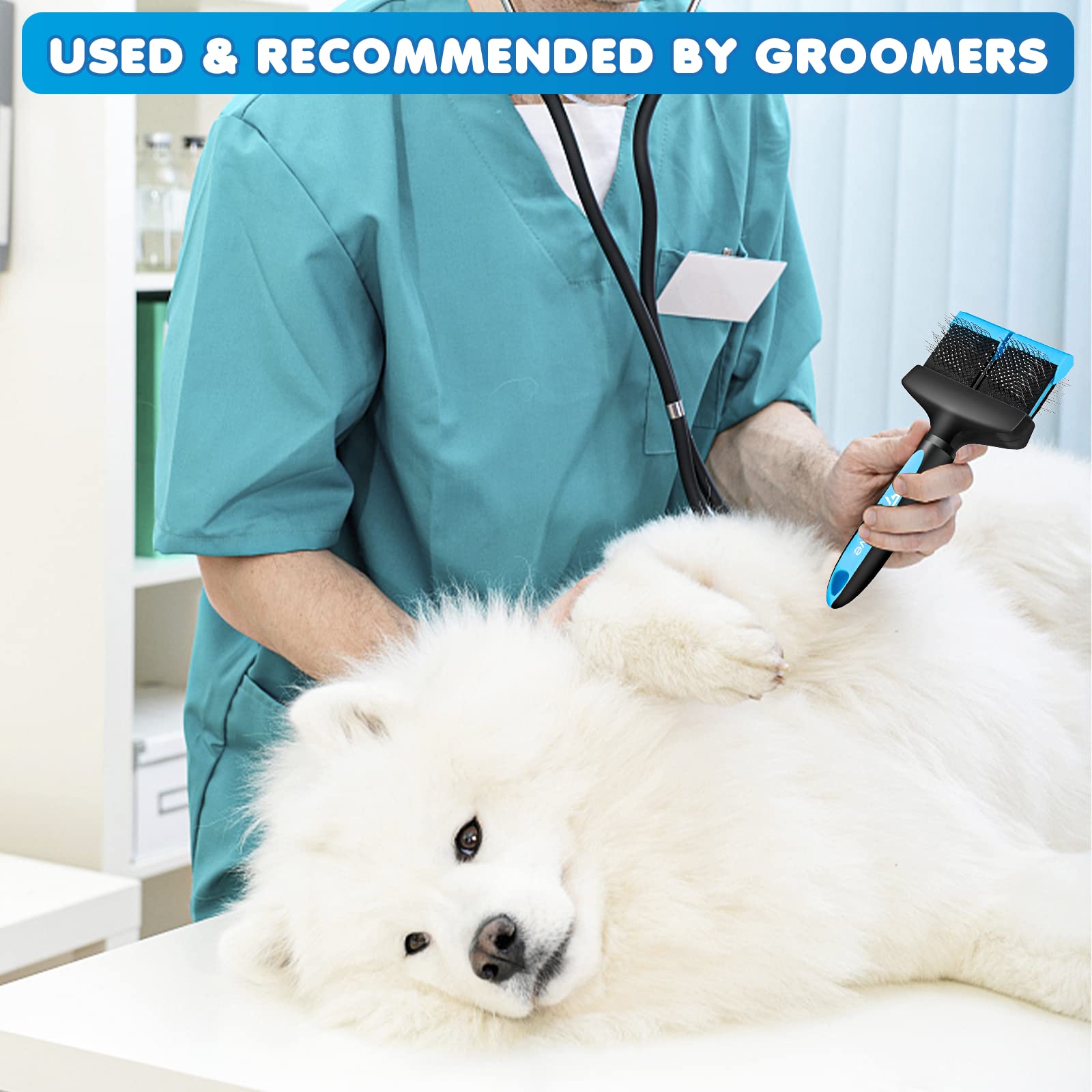 iToleeve Dual Flex Slicker Brush suitable for dogs and cats during grooming