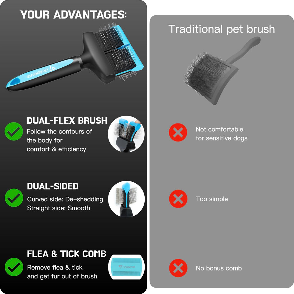 iToleeve Dual Flex Slicker Brush ideal for long hair breeds like poodles