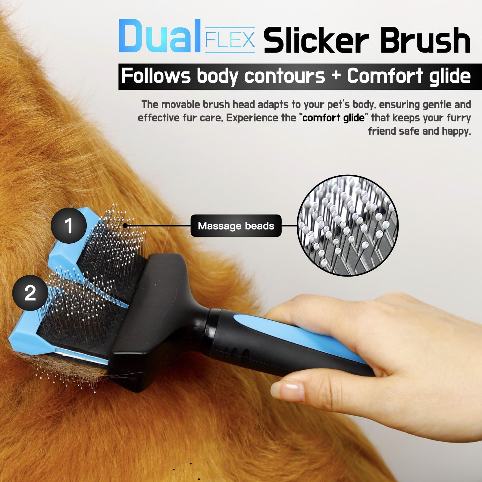 iToleeve Dual Flex Slicker Brush side view showing two sided design for detangling