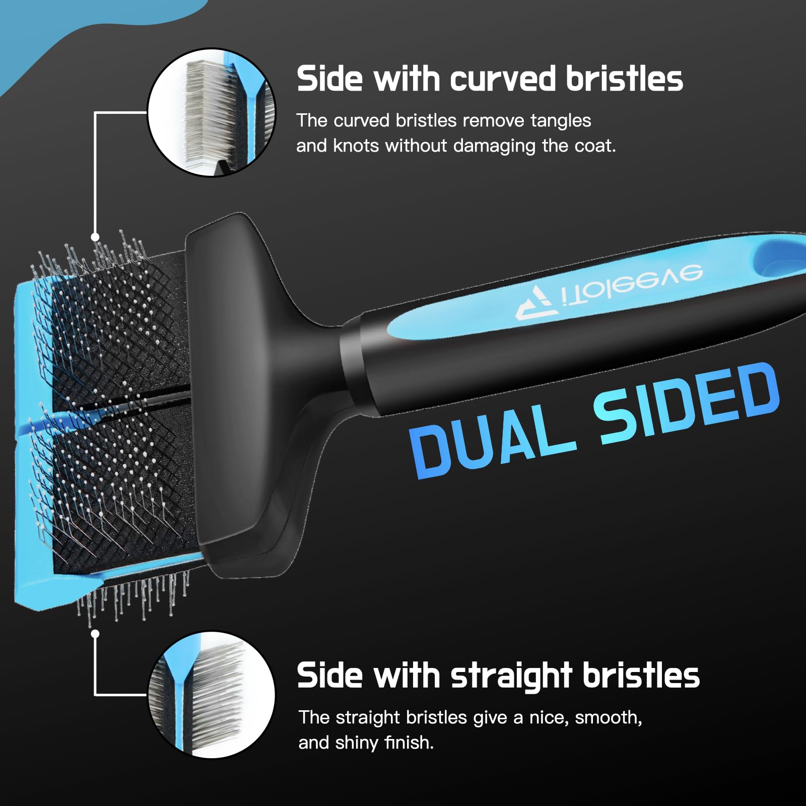 iToleeve Dual Flex Slicker Brush undercoat grooming close up
