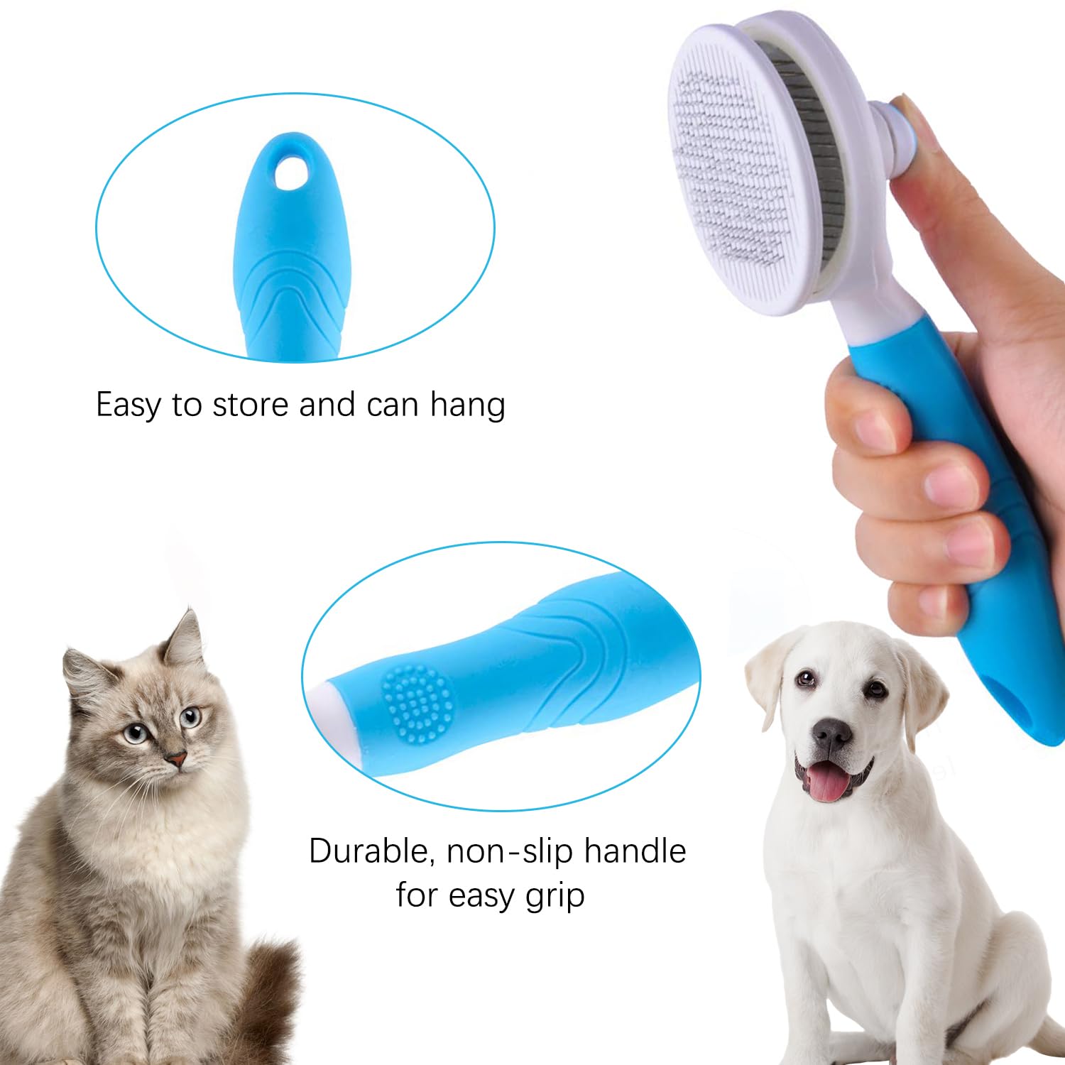 itPlus cat grooming brush for all fur types suitable for long and short hair