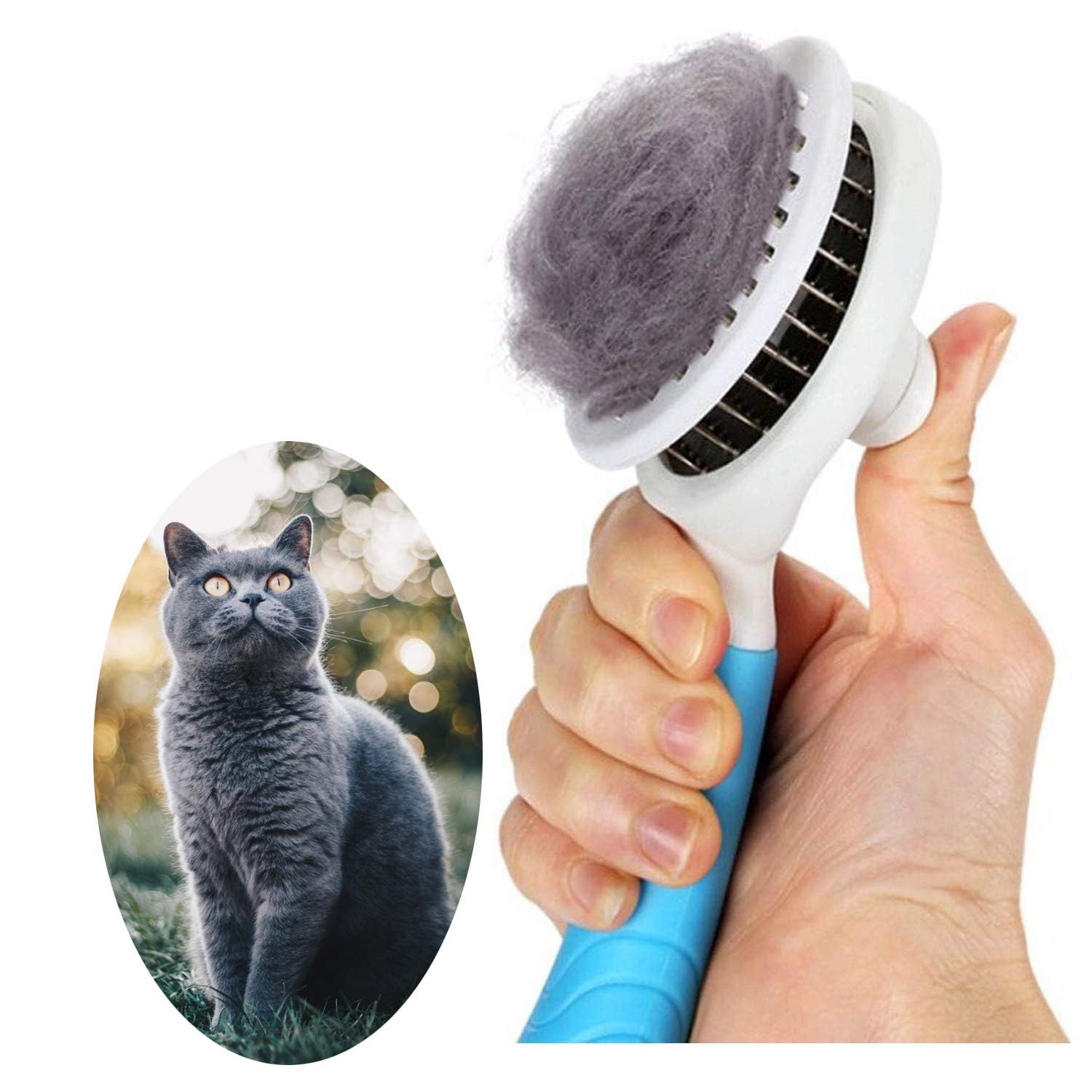 itPlus cat grooming brush self-cleaning slicker removes loose fur easily
