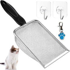 itPlus cat litter scoop with long handle for easy, ergonomic waste removal