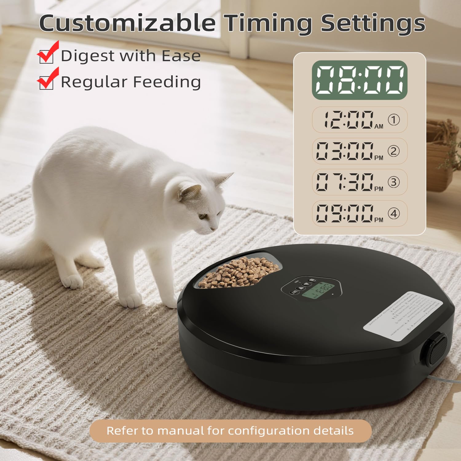 ITSCUTE automatic pet feeder dispense compartment highlights precise meal portions for pets.