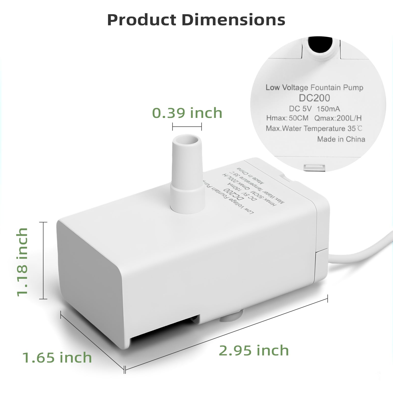 ITSCUTE D443 pump front-view demonstrates seamless compatibility with 50oz and 95oz fountains for easy replacement.