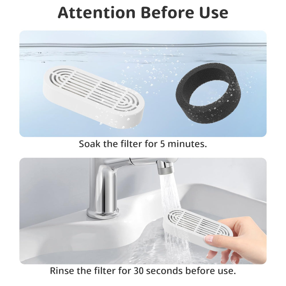 ITSCUTE usage tips image shows soak-and-rinse steps to minimize carbon dust.