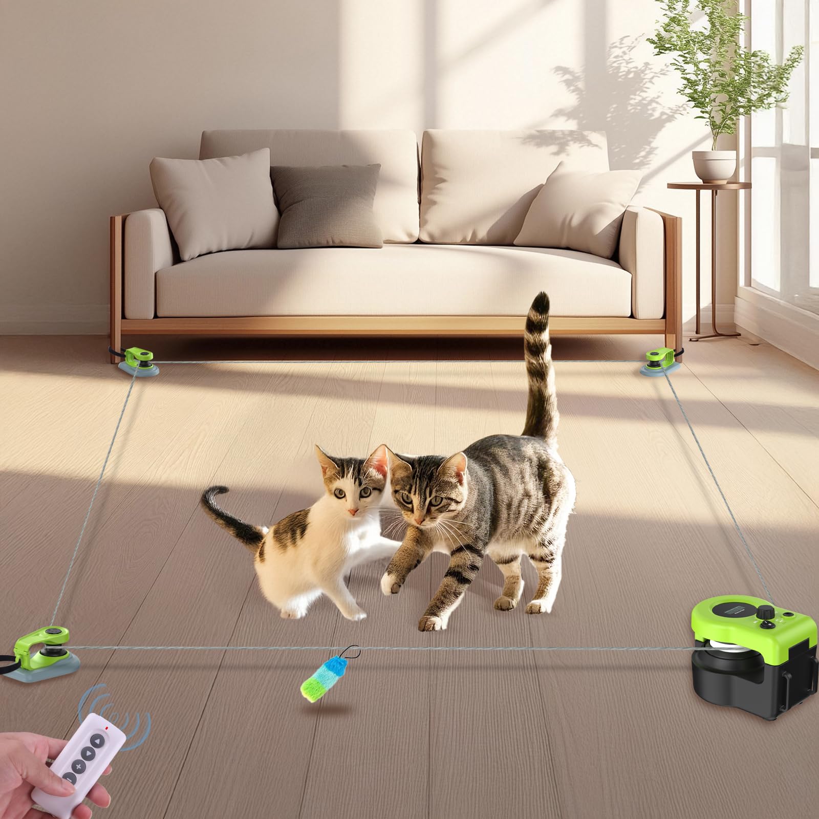 ITSHINY interactive cat toy in green boosts curiosity and activity during play.