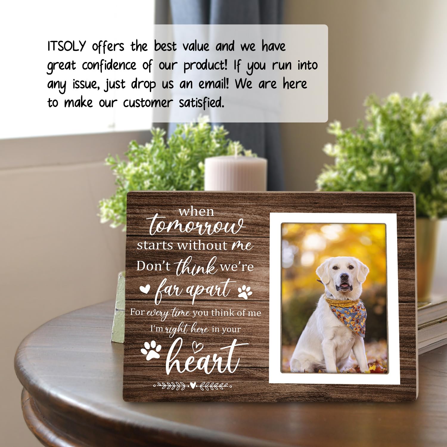 Itsoly Pet Memorial Frame back easel—easy tabletop setup