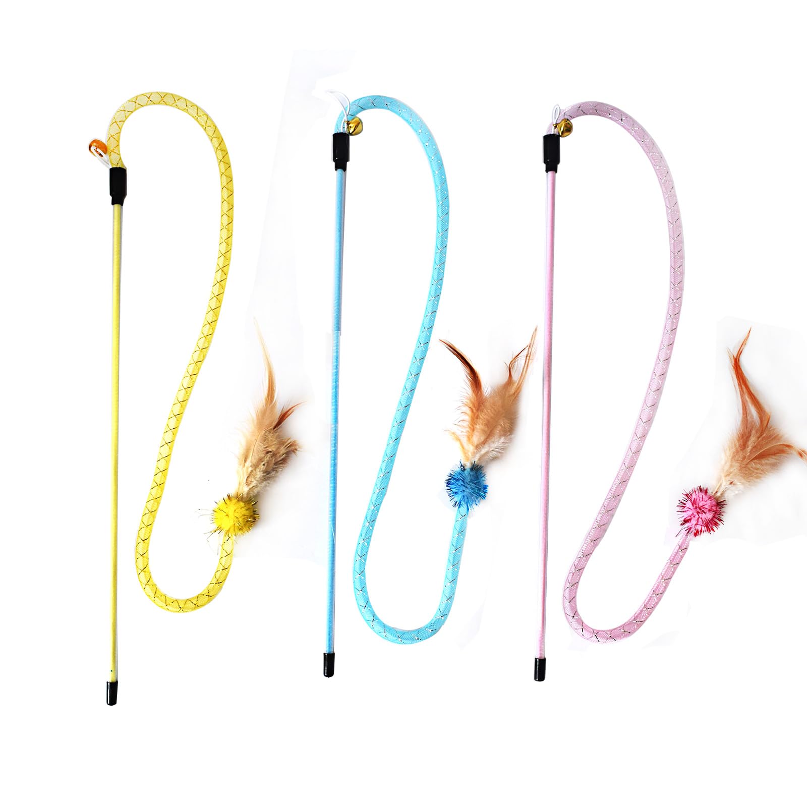 IUHKBH Cat Wands in three colors for engaging indoor play and bonding