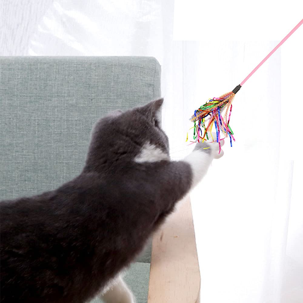 IUHKBH Tinsel Cat Wands 3-pcs-pack invites safe play around the home.