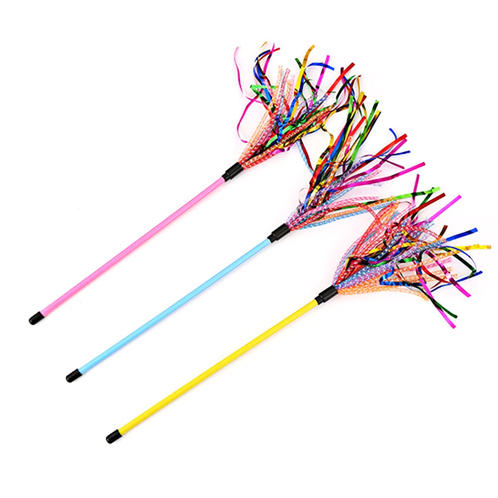 IUHKBH Tinsel Cat Wands tassel-5-5in promotes batting, pouncing, and interactive exercise.