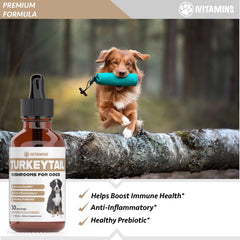 iVitamins Turkey Tail for Dogs bacon flavor dropper appeals to picky eaters.
