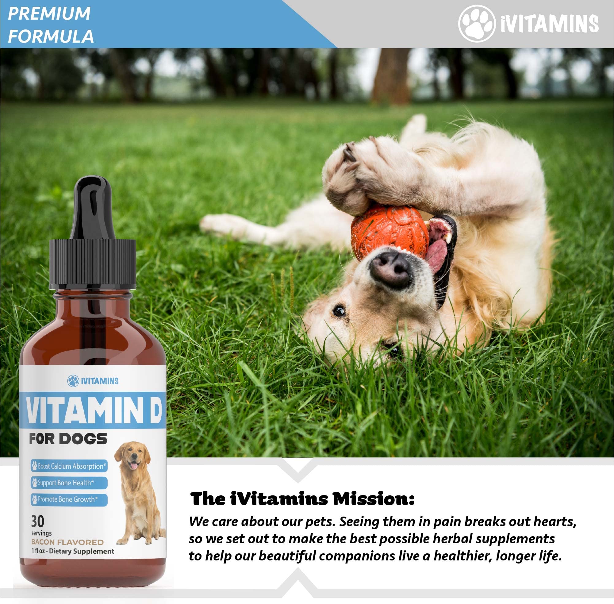 iVitamins Vitamin D for Dogs cruelty-free formulation reflects ethical sourcing.