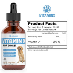 iVitamins Vitamin D for Dogs drops show bacon flavor for easy feeding.